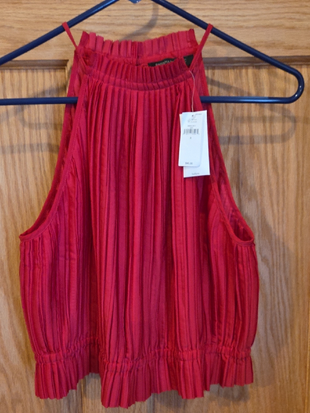 Banana Republic Red Pleated Halter Blouse